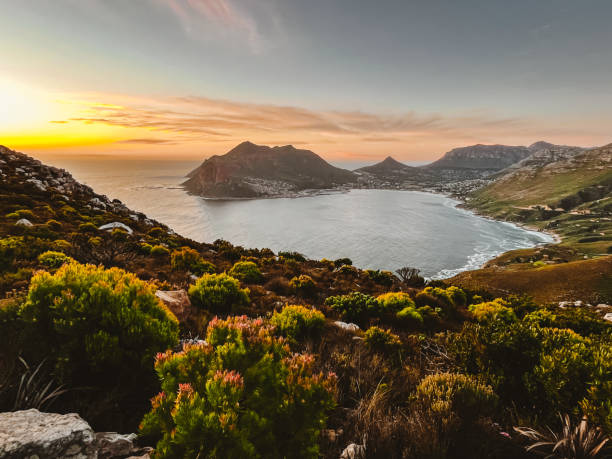 Sunset over a South African coastal bay